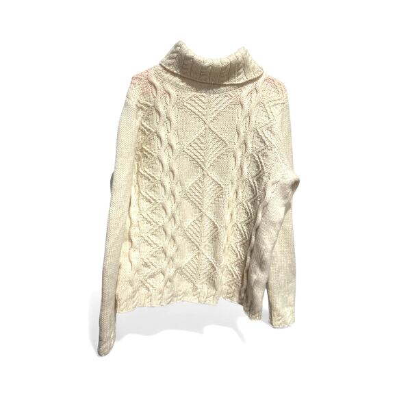 VTG Paul James England Fisherman Chunky Knit Turtleneck 100% Wool Sz XL Woman's - Picture 2 of 6
